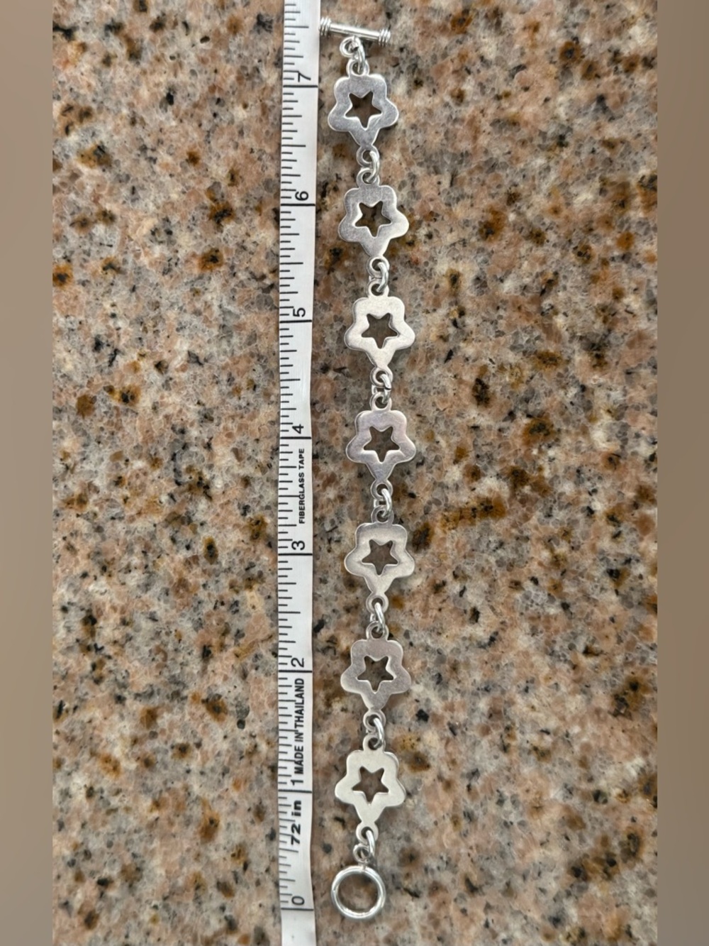 Sterling Silver Star Cutout Link Bracelet 7.5” - Picture 7 of 8